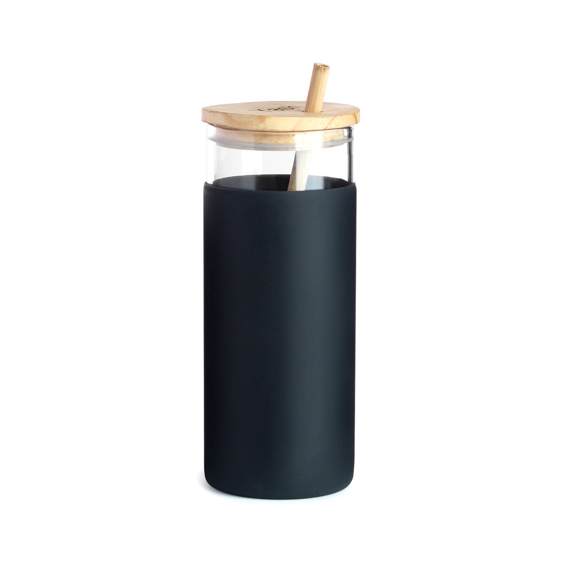 Sleek Glass Tumblers with Silicone Sleeve and Bamboo Lid & Straw