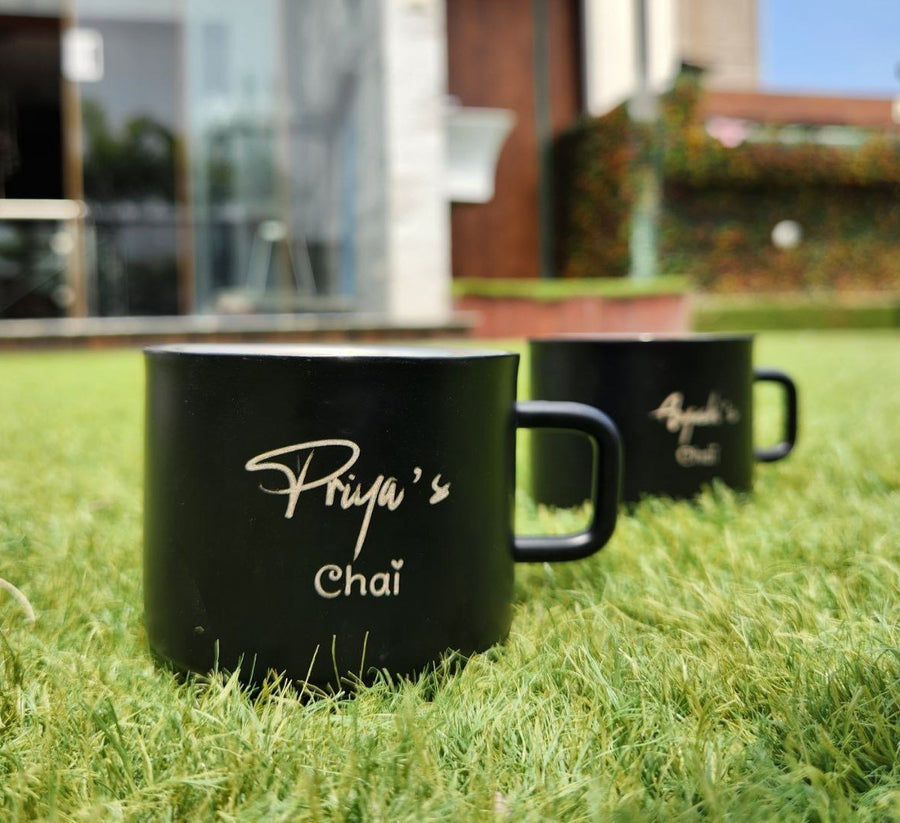 Personalized Steel Tea Cups | Gift for Tea Lovers | Double wall Stainless Steel | Set of 2