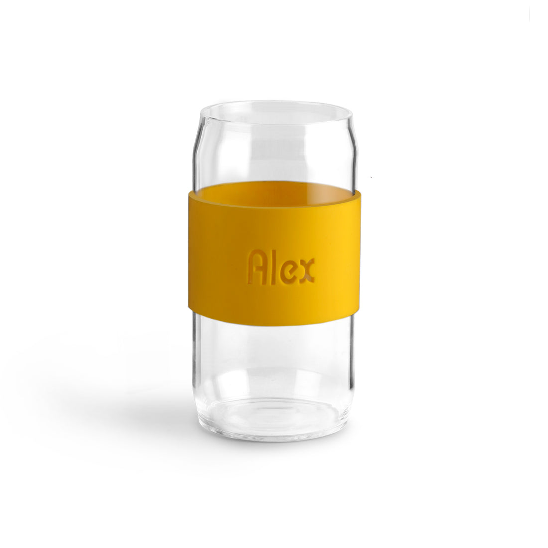 Stylish Glass Can Tumblers with Personalized Silicone Band