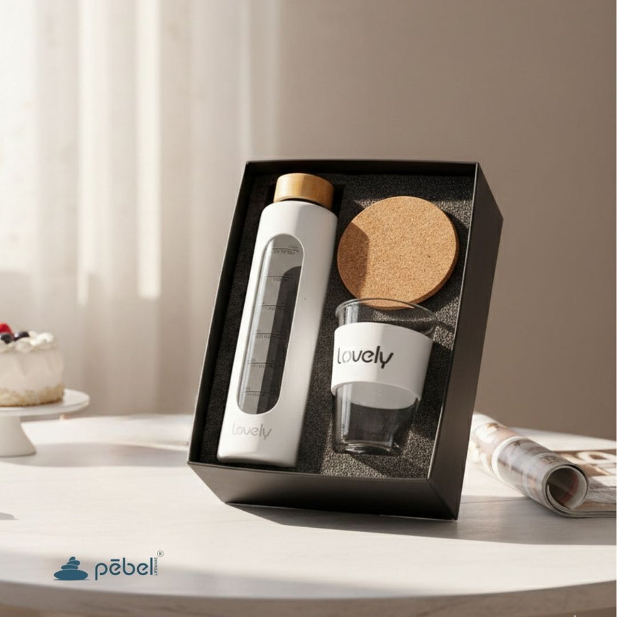 Hydration Motivation Gift Hamper | Glass Bottle, Viral Bev Glass & Coaster