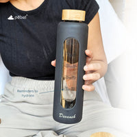 Glass Water Bottle 750ml with Time Markers & Silicone Sleeve