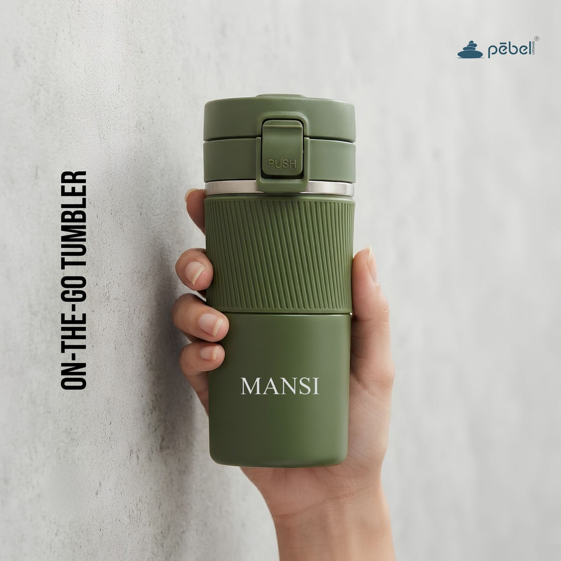 Personalized Thermos Flask Bottle with Sillcone Grip-  Stainless Steel - Travel Mug with Filter