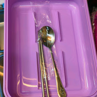 Leakproof Bento Customized Steel Lunch Box New| 3 compartments - Food Container, Chopstick & Spoon