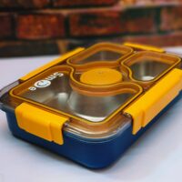 Leakproof Bento Customized Steel Lunch Box New| 3 compartments - Food Container, Chopstick & Spoon