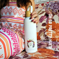 Personalized Icons & Name Ultra Luxurious Vacuum Insulated Steel Water Bottles with wooden lid