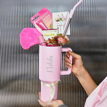 Personalized Pinteresty Pink Tumbler 1200ml Front View

