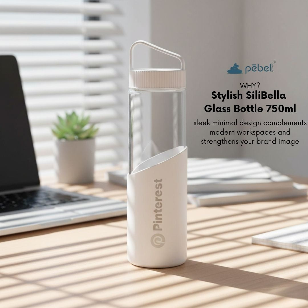 SiliBella Personalized Glass Bottle with Silicone Sleeve | 750ml - Your Logo
