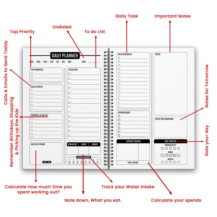 Producvity Tracker Hamper - Glass Bottle, Productivity Planner, Crispy Corn