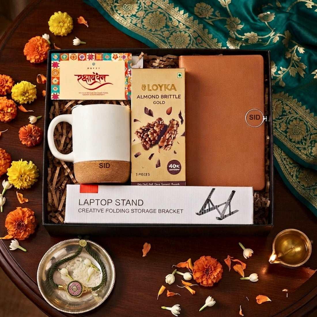 Personalized Move Ceramic Coffee Mugs with Cork Base Gift Hamper