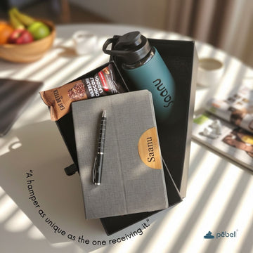 Personalized Gift Hamper | Glass Bottle, Diary & Pen