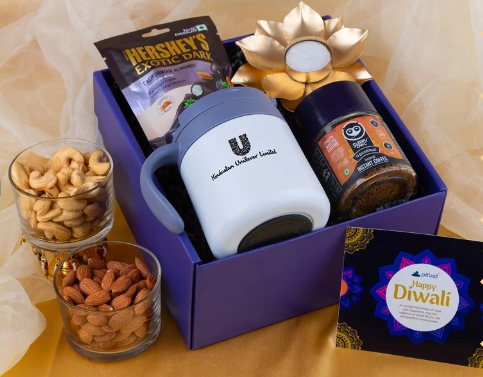 Corporate Diwali Gift Hamper with Coffee Mug & Lotus Diya

