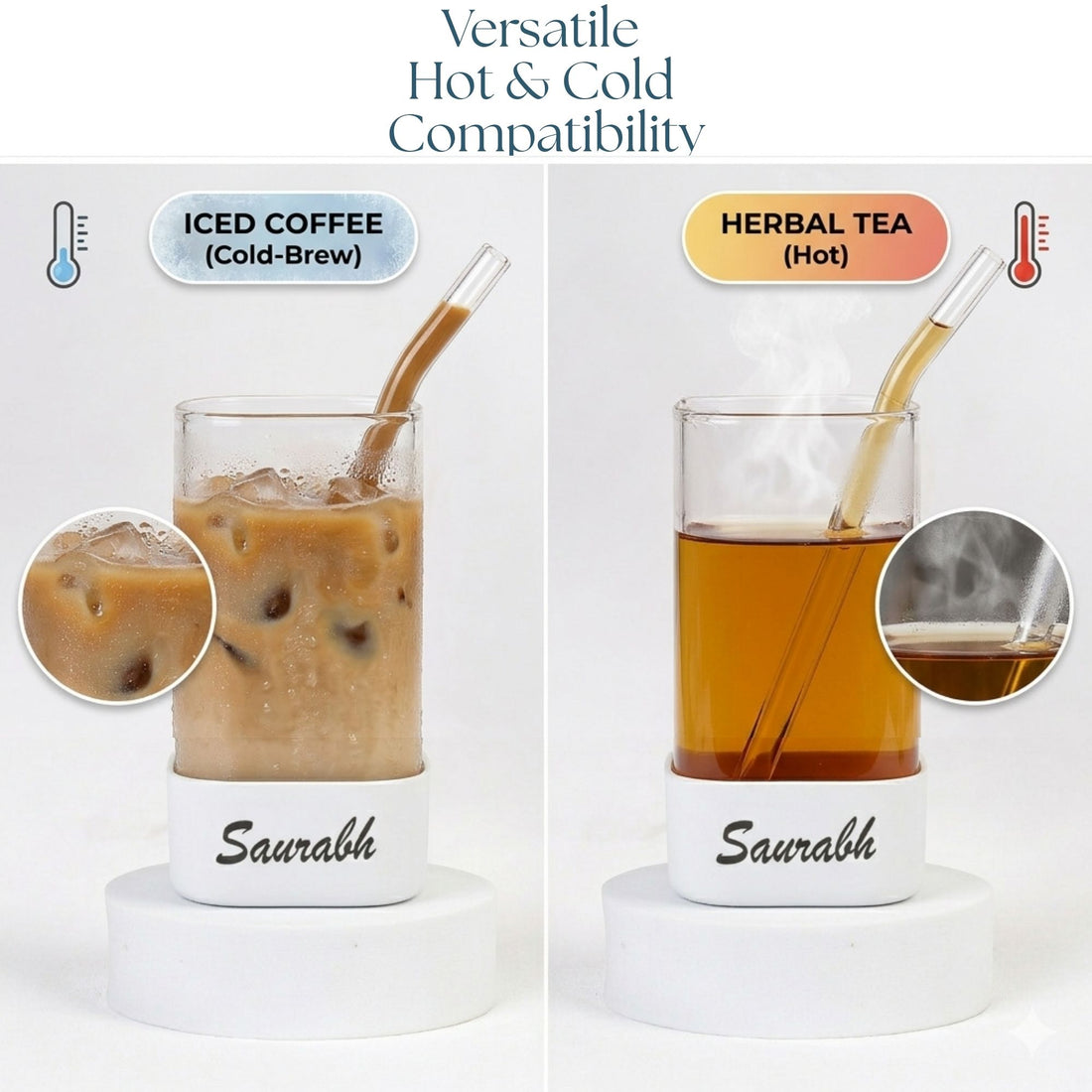 Hot and cold glass can tumbler
