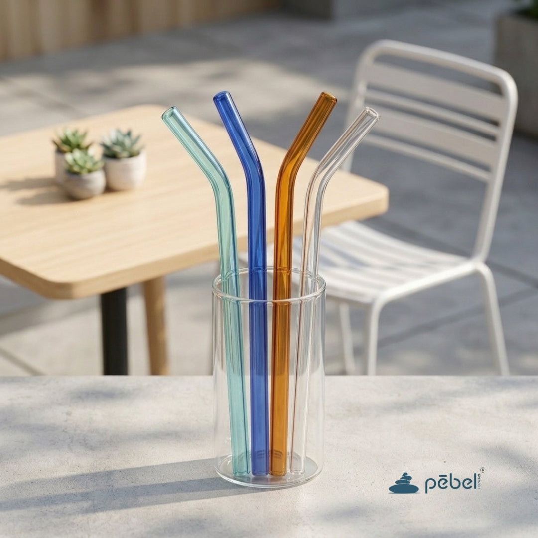 Colored borosilicate glass straws 