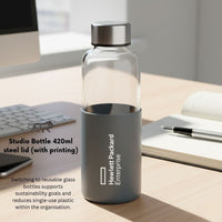 Studio Glass Bottle with Silicone Sleeve Custom Logo