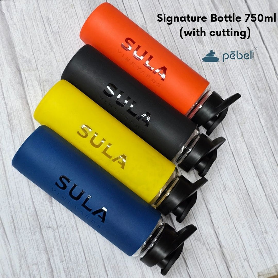 Signature Glass Bottle with Logo on Silicone Sleeve