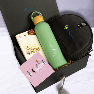 Work Travel Hamper - Tech Pouch & Insulated Vaccum Bottle Hamper with logo