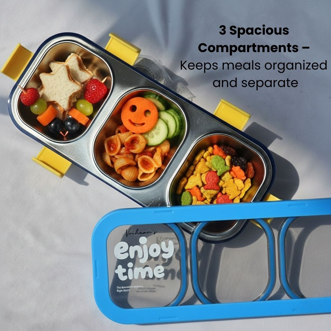 Customized Leakproof Silicone Ring Bento Lunch Boxes with 3 Compartments