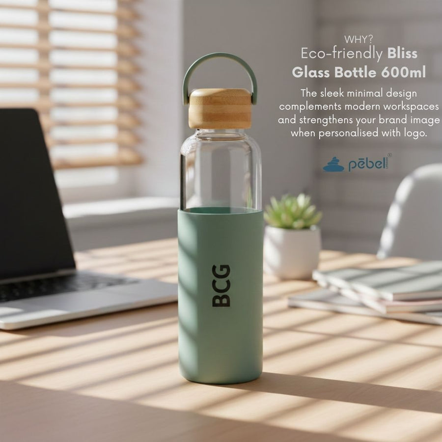 Glass Bottle with Silicone Sleeve 600ml Custom Logo