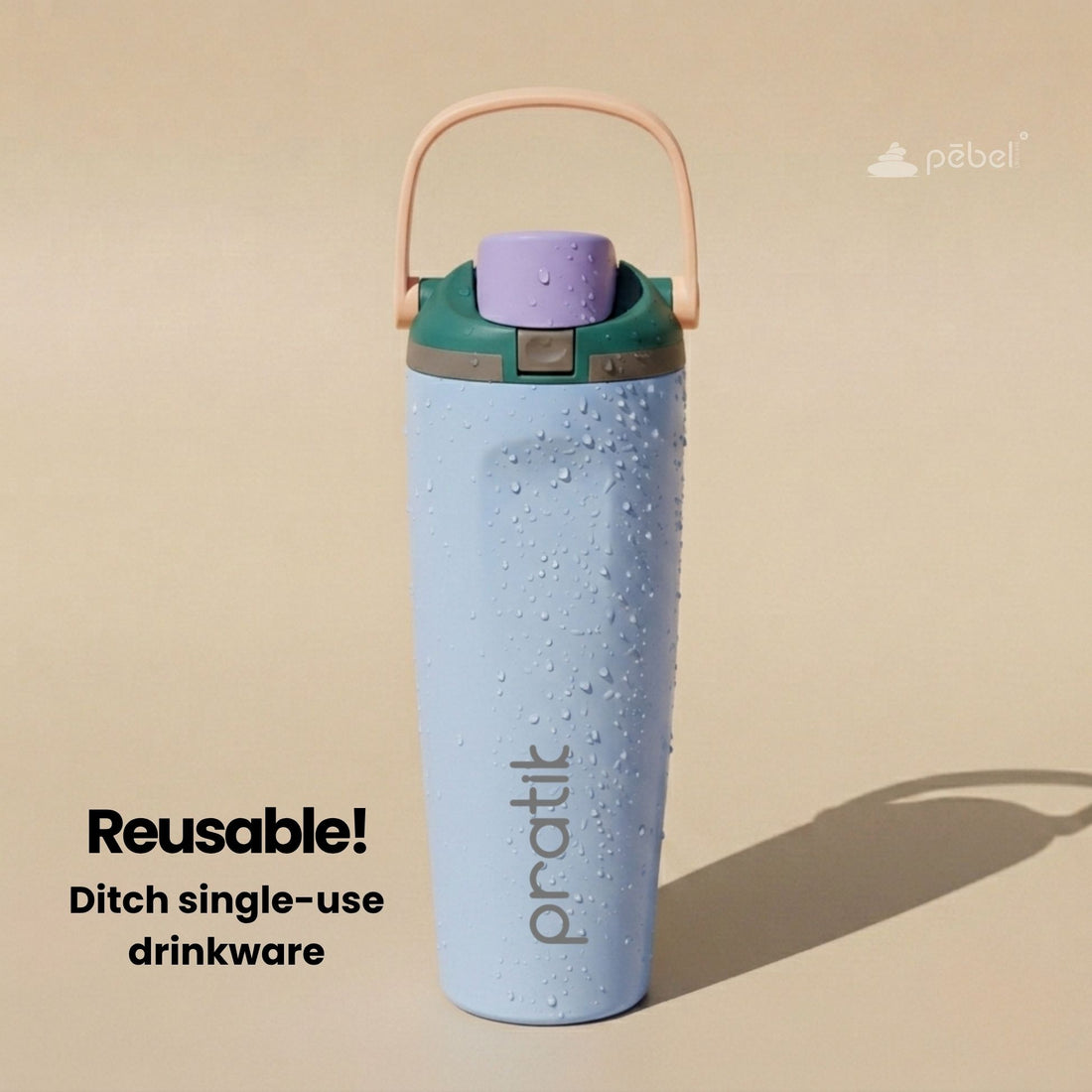 Tumbler bottle with straw and handle