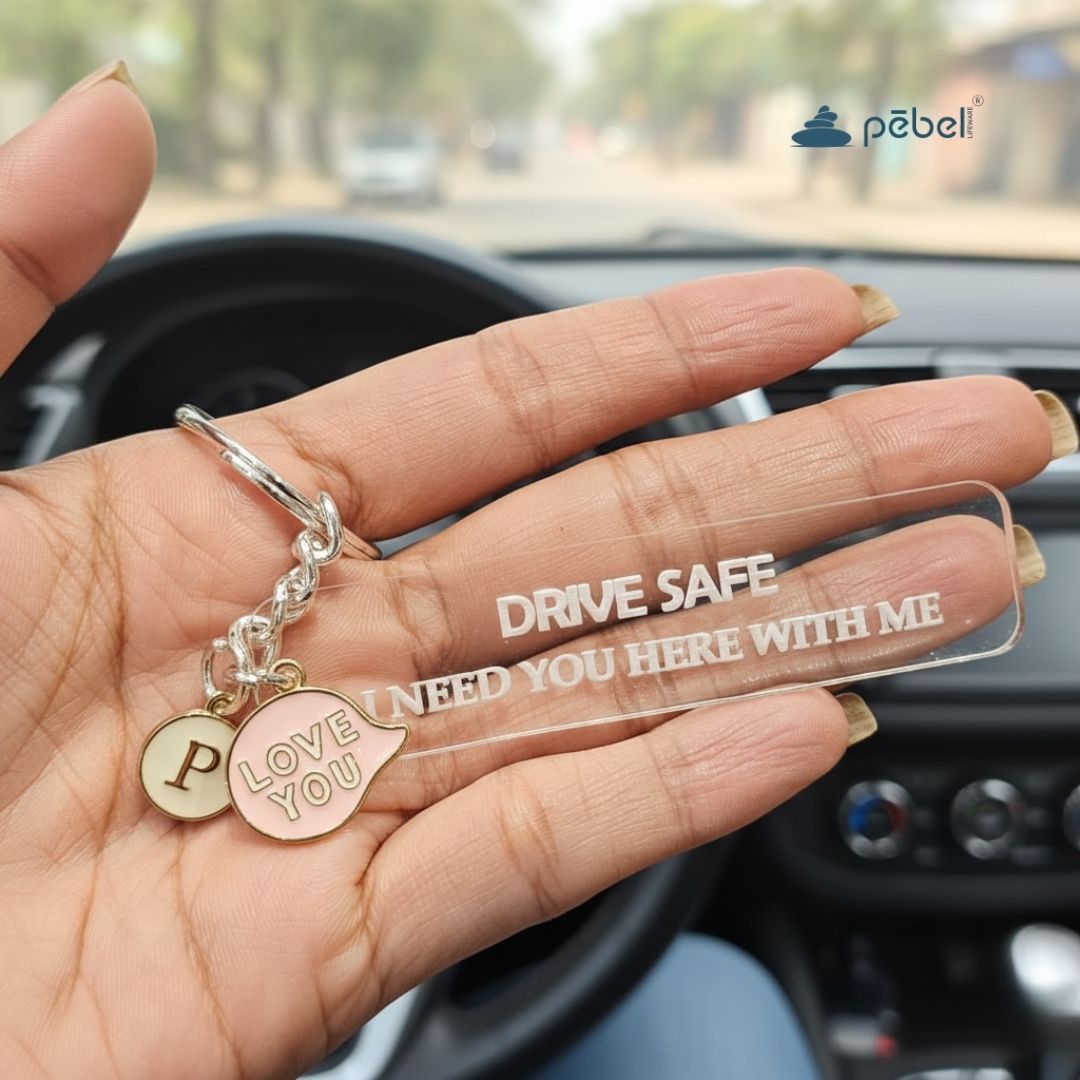 Drive Safe Keychain with Charm