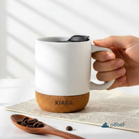 Personalized Move Ceramic Coffee Mugs with Cork Base Gift Hamper