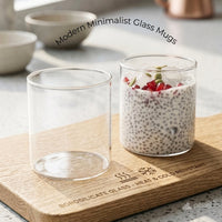 Modern Minimalist Glass Mugs Set of 2. Ideal for Dessert, Iced Coffee, Matcha, Smoothies.
