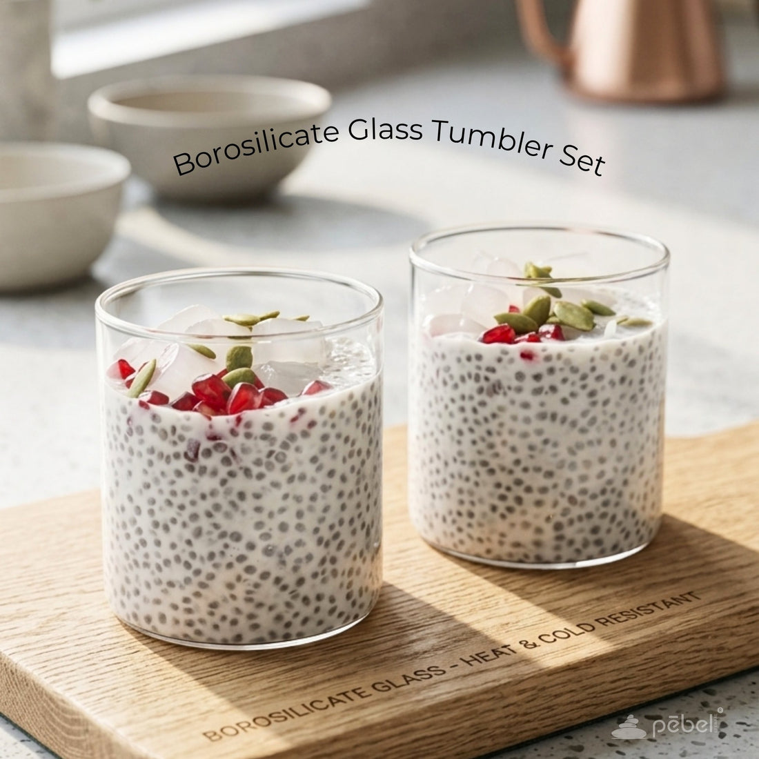 Modern Minimalist Glass Mugs Set of 2. Ideal for Dessert, Iced Coffee, Matcha, Smoothies.