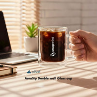 Double Wall Glass Cup – Heat Resistant with logo
