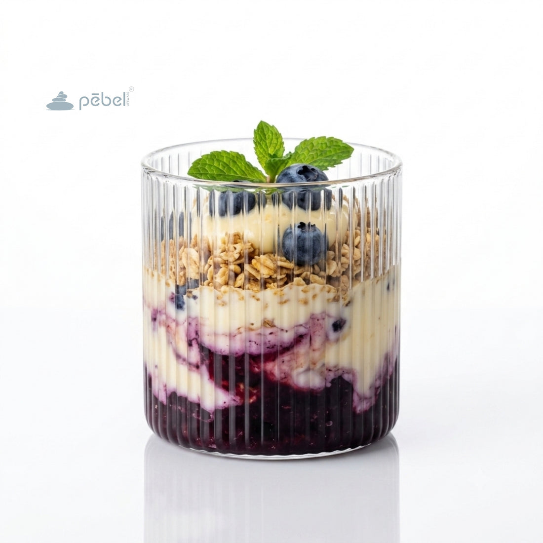 Fluted Minimalist Glasses Set of 2 | Glass Ideal for Iced Coffee, Juices & Smoothies