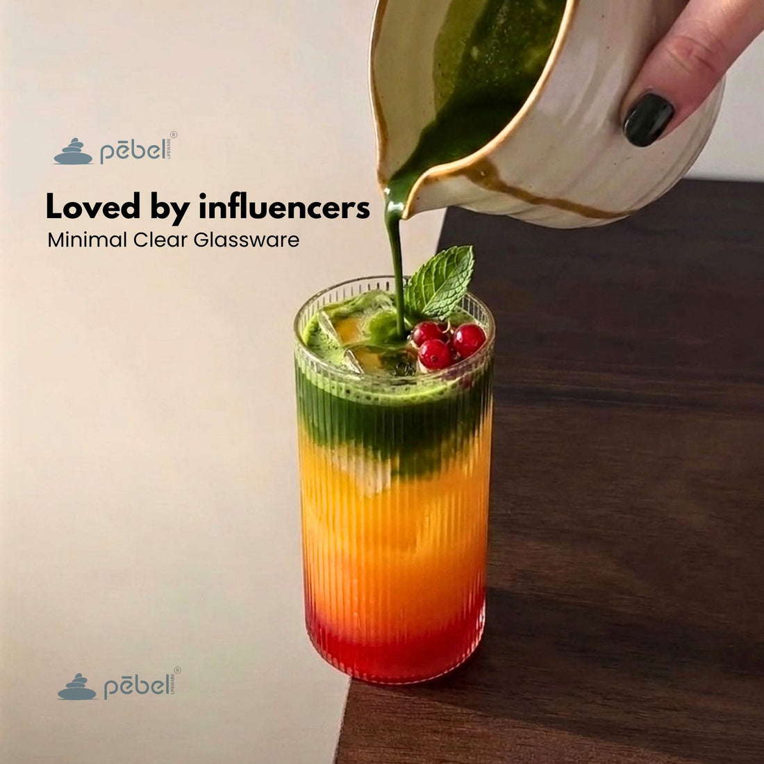 Fluted Minimalist Glasses  Set of 2. Ideal for Dessert, Iced Coffee, Matcha, Smoothies.