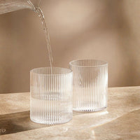 Fluted Minimalist Glasses Set of 2 | Glass Ideal for Iced Coffee, Juices & Smoothies