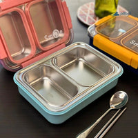 Bento Steel Lunch Box - 2 compartments - Rakhi Gift
