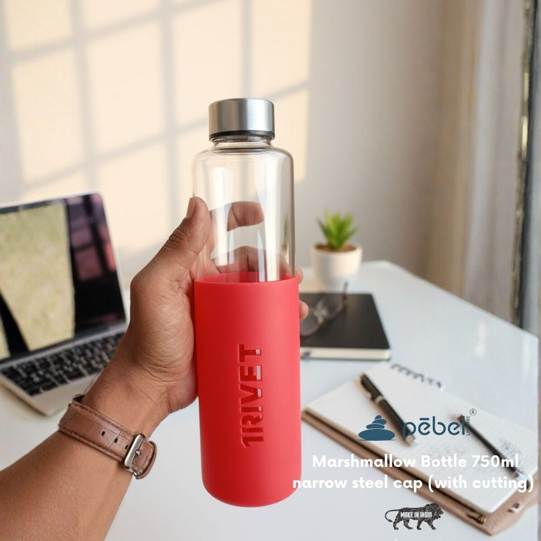 Marshmallow Glass Bottle with Silicone Sleeve | 750ml - Your Logo