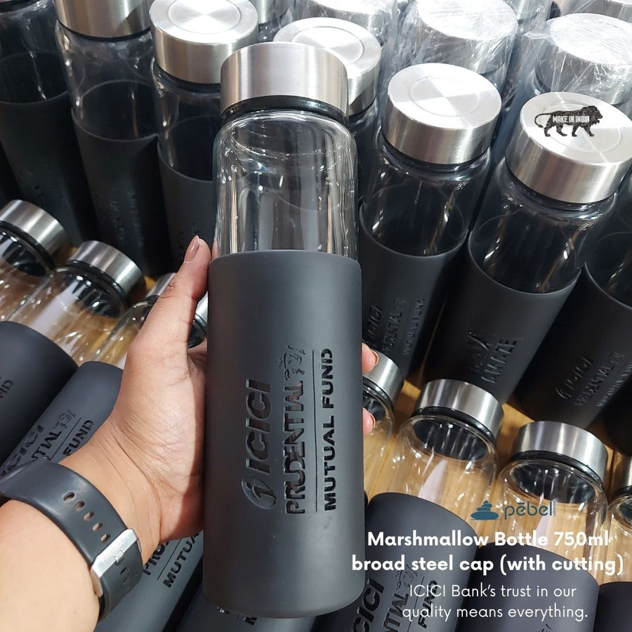 Marshmallow Glass Bottle with Silicone Sleeve | 750ml - Your Logo