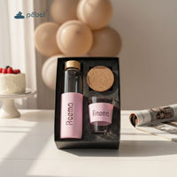 Marshmallow Personalized Gift Hamper | Glass Bottle, Viral Bev Glass & Coaster