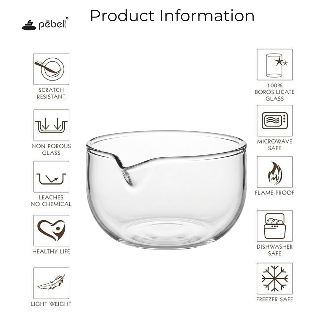 Matcha Mixing Borosilicate Glass Bowl
