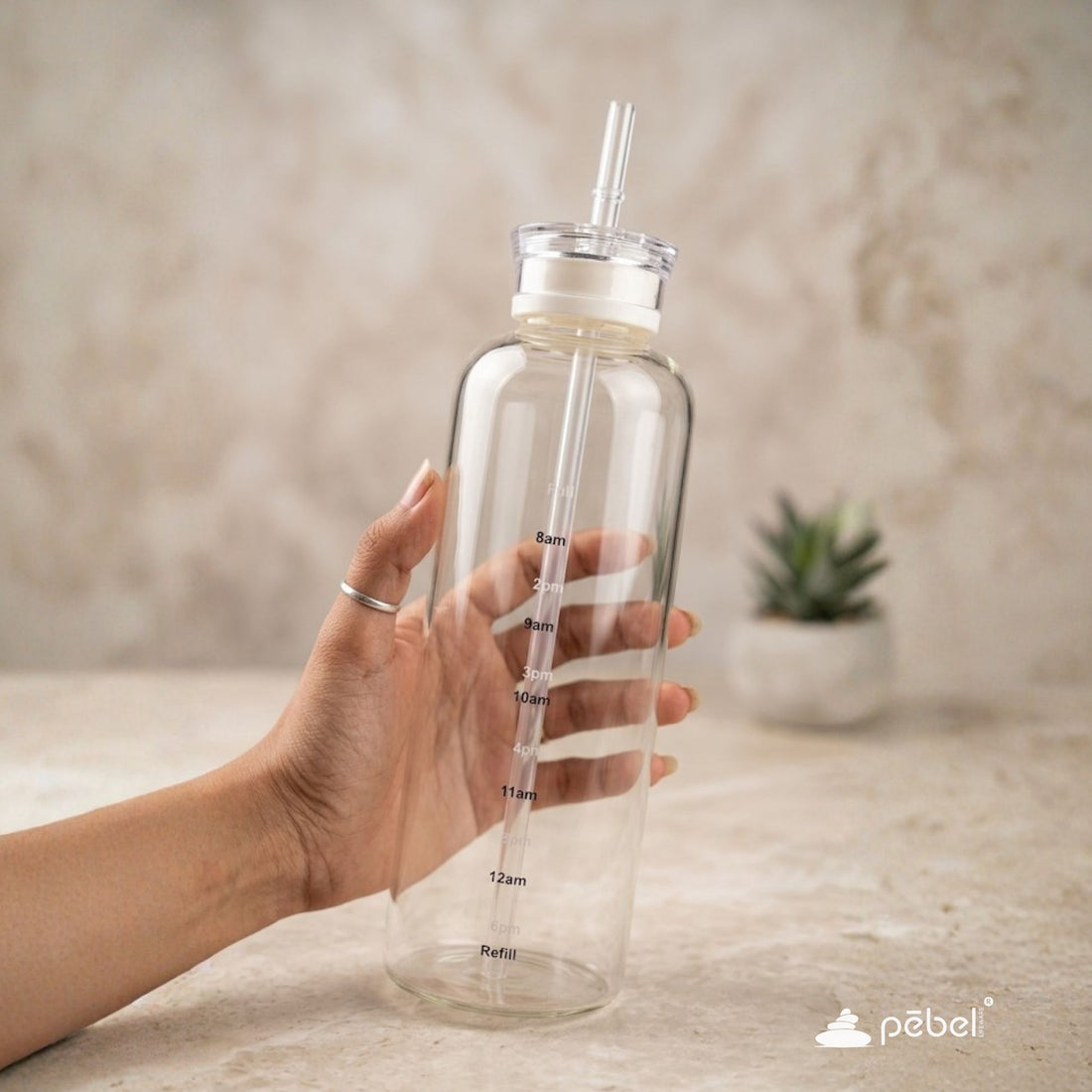 Time Marker Borosilicate Glass Water Bottle | 750ml