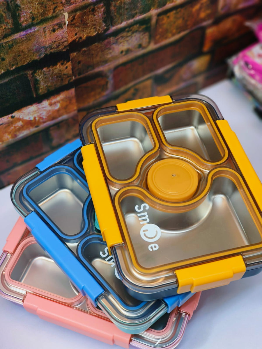 Leakproof Bento Customized Steel Lunch Box New| 3 compartments - Food Container, Chopstick & Spoon
