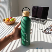 Steel water bottle with wooden cap 500ml
