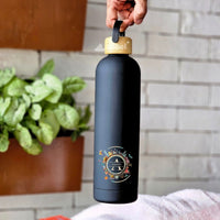 Personalized Icons & Name Ultra Luxurious Vacuum Insulated Steel Water Bottles with wooden lid