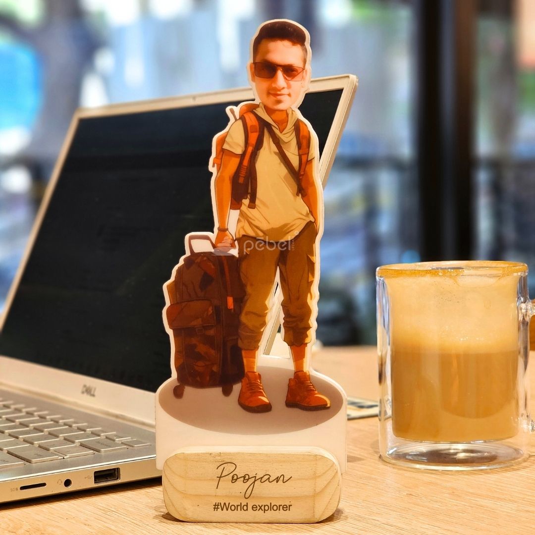 Personalized male caricature standee

