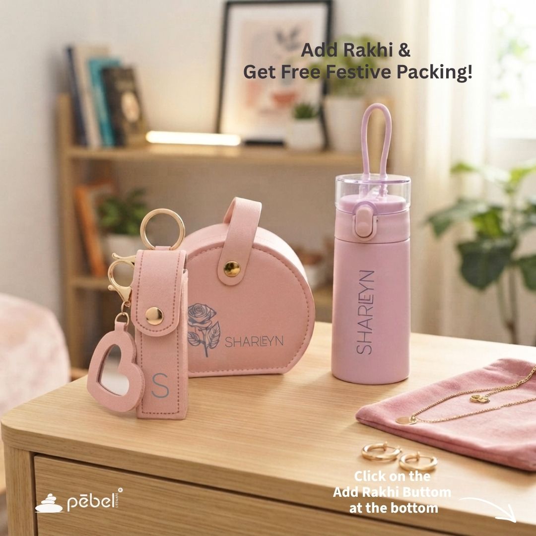 Personalized Gift for Sister | Mini Insulated Stainless Steel Flask 150ml, Lipstick cover & Cute Jewelry Organizer