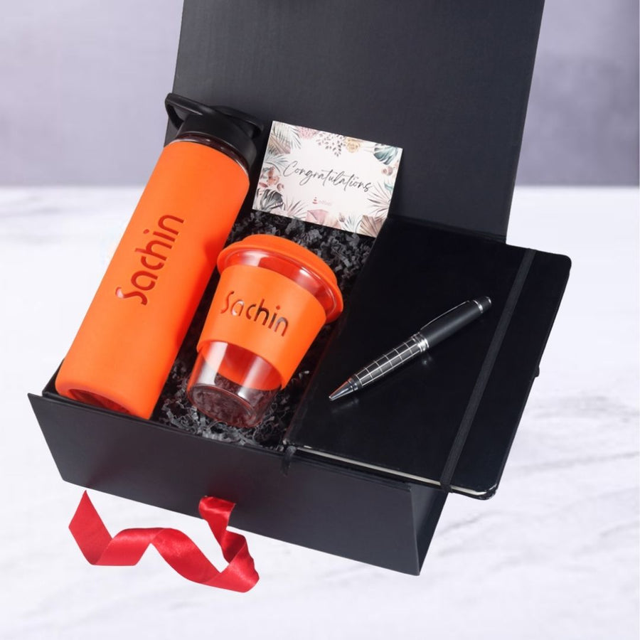 Best Seller Signature Personalized Birthday Gift Hamper - L | Glass Bottle, Mug, Diary & Pen