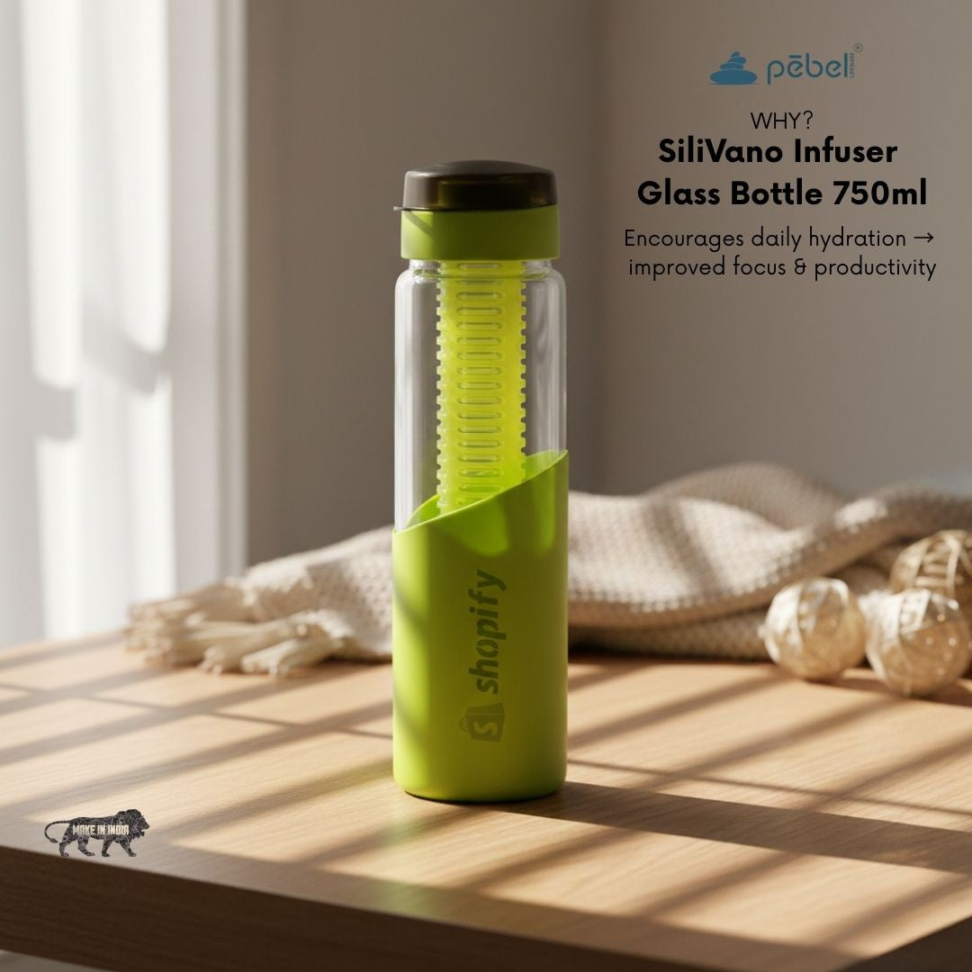 SiliVano Infuser Glass Bottle with Silicone Sleeve | 750ml - Your Logo