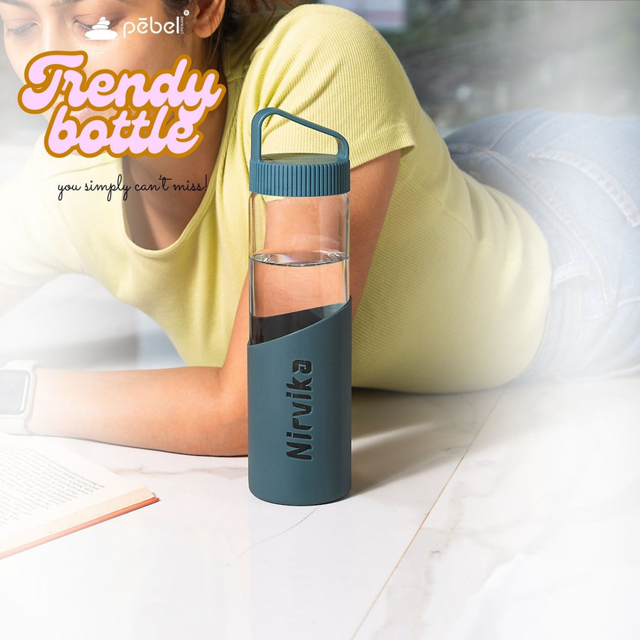 Elegant Personalized Glass Bottle - SiliBella | 750ml Water Bottle