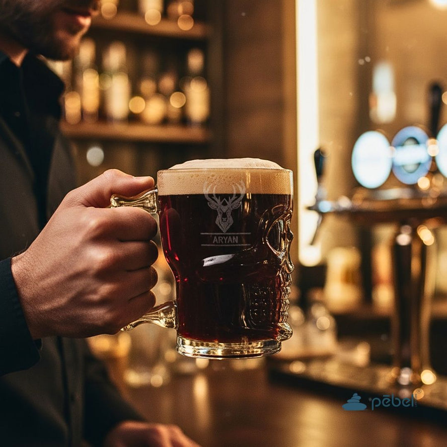 Personalized Skull Beer Glass Pebel Lifeware