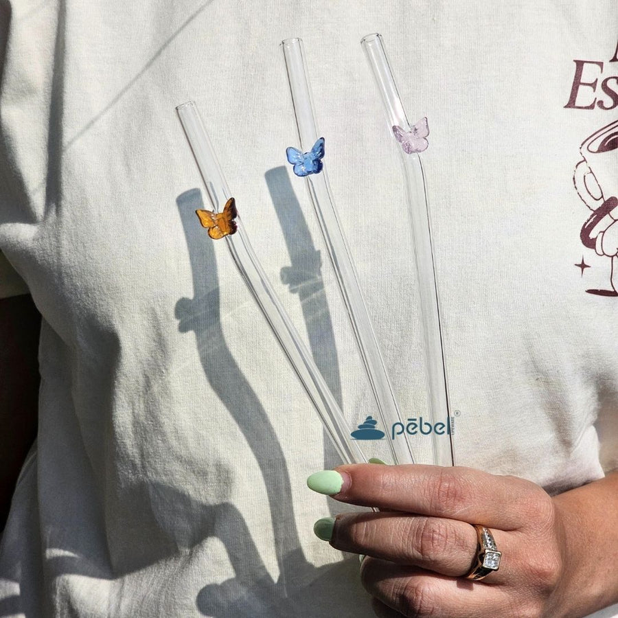 Cute Glass Straw with Cleaning Brush - Set of 6