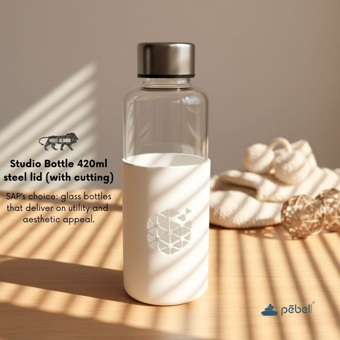 Studio Glass Bottle with Silicone Sleeve Custom Logo