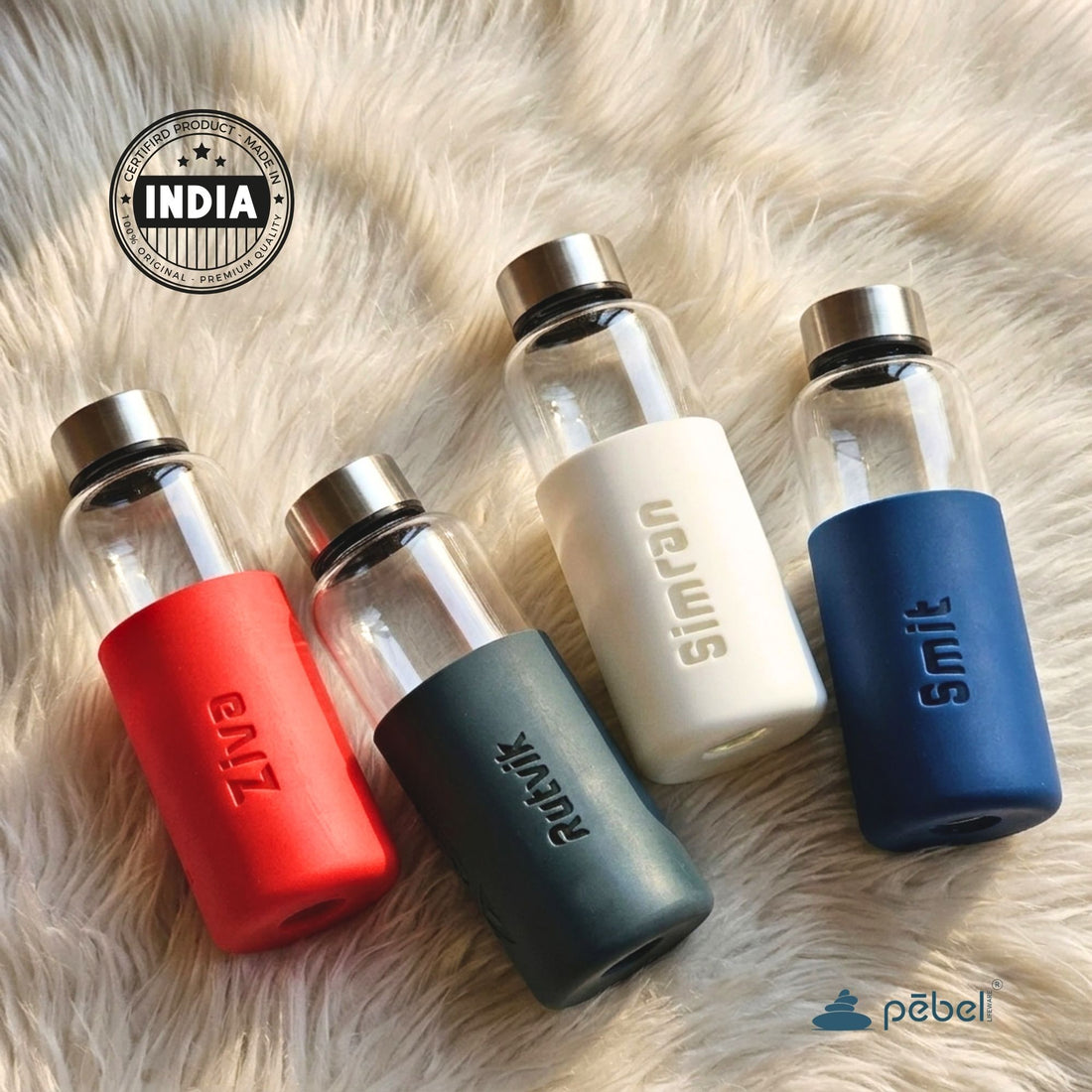 Personalized Studio Glass Bottles with Silicone Sleeve