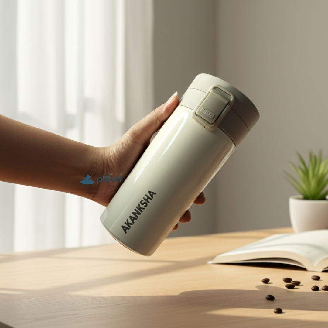 Personalized Thermos Flask Bottle -  Stainless Steel - Travel Mug with Filter